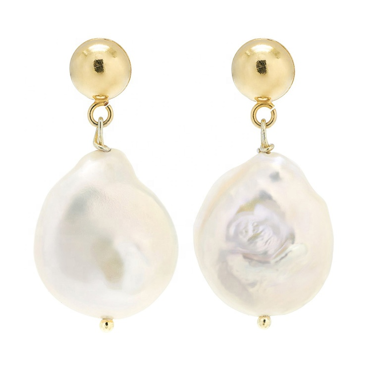 18K Gold Plated Freshwater Baroque Pearl Earrings