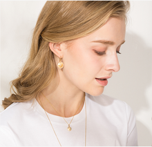 Load image into Gallery viewer, 18K Gold Plated Sun Plate Earrings with CZ
