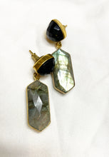 Load image into Gallery viewer, Gold Plated Tourmaline and Smoky Quartz Earrings
