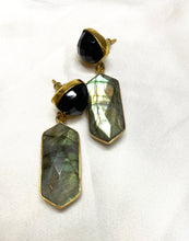 Load image into Gallery viewer, Gold Plated Tourmaline and Smoky Quartz Earrings
