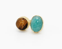 Load image into Gallery viewer, Gold Plated Tiger Eye and Amazonite Ring
