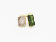 Load image into Gallery viewer, Gold Plated Green Kyanite and Rose Quartz Ring
