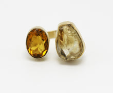 Load image into Gallery viewer, Gold Plated Citrine and Quartz Ring
