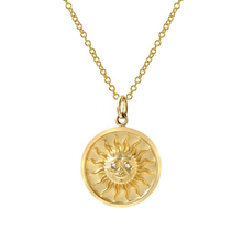 Load image into Gallery viewer, 18K Gold Plated Sun Medallion Plate Necklace
