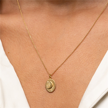 Load image into Gallery viewer, 18K Gold Plated Moon Medallion Plate Necklace
