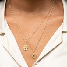 Load image into Gallery viewer, 18K Gold Plated Moon Medallion Plate Necklace
