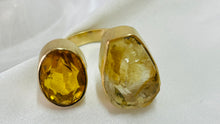 Load image into Gallery viewer, Gold Plated Citrine and Quartz Ring
