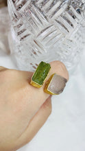 Load image into Gallery viewer, Gold Plated Green Kyanite and Rose Quartz Ring
