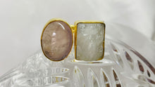 Load image into Gallery viewer, Gold Plated Clear Quartz and Rose Quartz Ring
