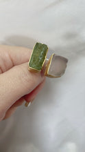 Load image into Gallery viewer, Gold Plated Green Kyanite and Rose Quartz Ring
