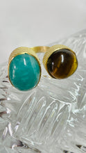 Load image into Gallery viewer, Gold Plated Tiger Eye and Amazonite Ring
