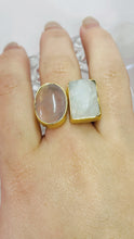 Load image into Gallery viewer, Gold Plated Clear Quartz and Rose Quartz Ring
