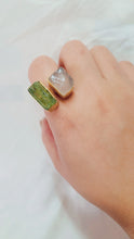 Load image into Gallery viewer, Gold Plated Green Kyanite and Rose Quartz Ring
