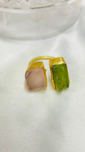 Load image into Gallery viewer, Gold Plated Green Kyanite and Rose Quartz Ring
