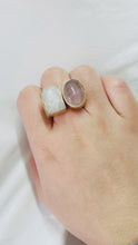 Load image into Gallery viewer, Gold Plated Clear Quartz and Rose Quartz Ring
